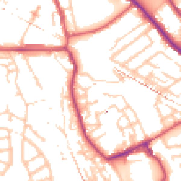 Daytime road noise heatmap for SE14 6EX