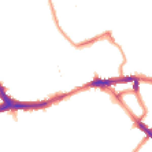 Night-time road noise heatmap for SE14 6FE