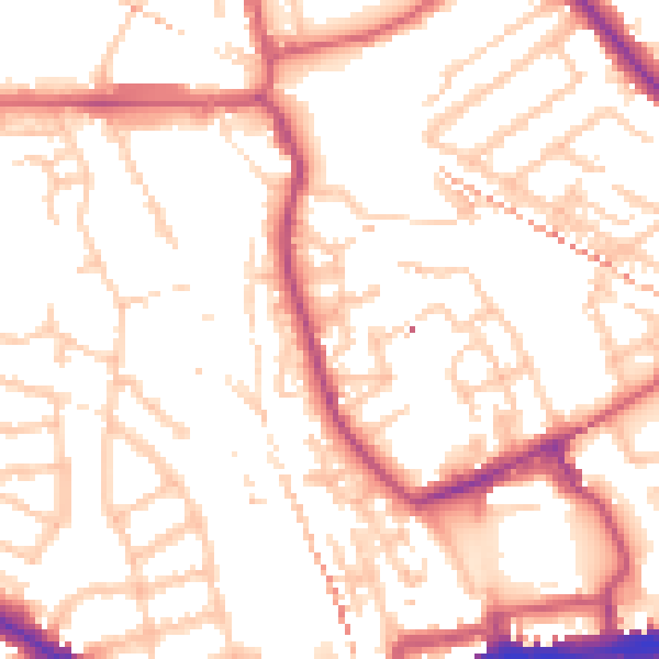 Daytime road noise heatmap for SE14 6HD