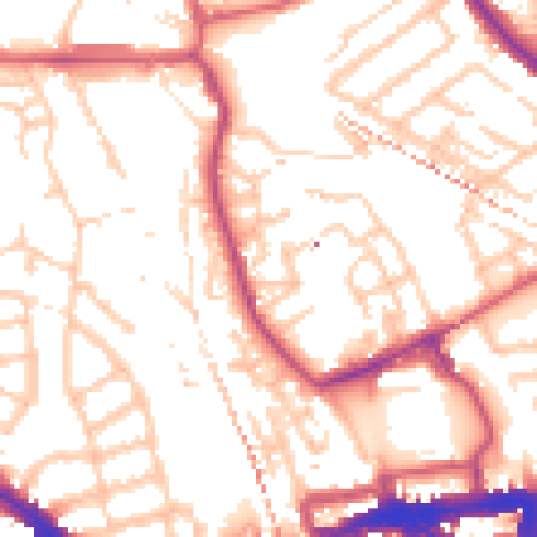 Daytime road noise heatmap for SE14 6HG