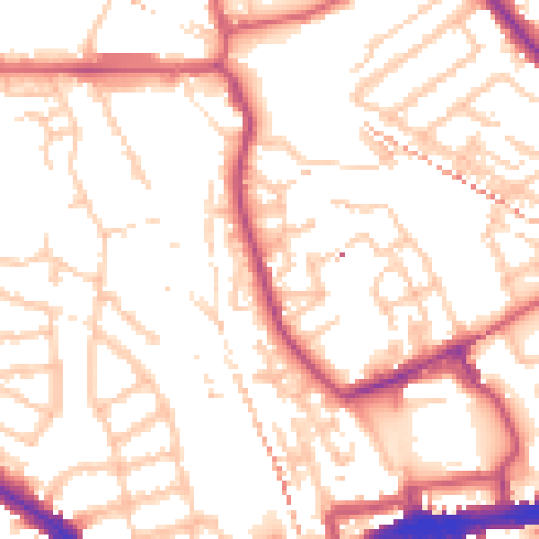 Daytime road noise heatmap for SE14 6HP