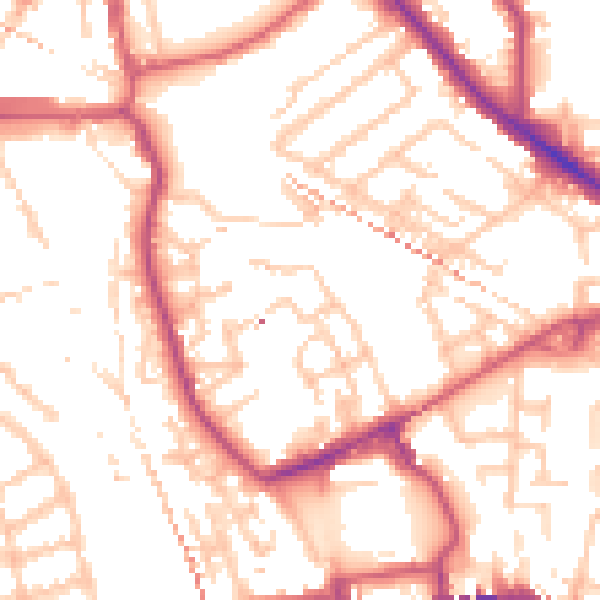 Daytime road noise heatmap for SE14 6HT