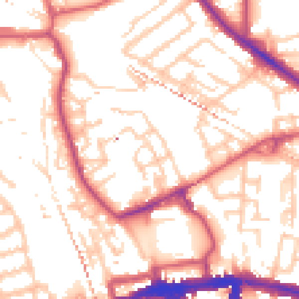 Daytime road noise heatmap for SE14 6JF