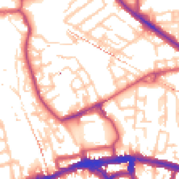 Daytime road noise heatmap for SE14 6JG