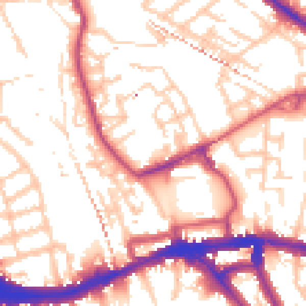 Daytime road noise heatmap for SE14 6NF
