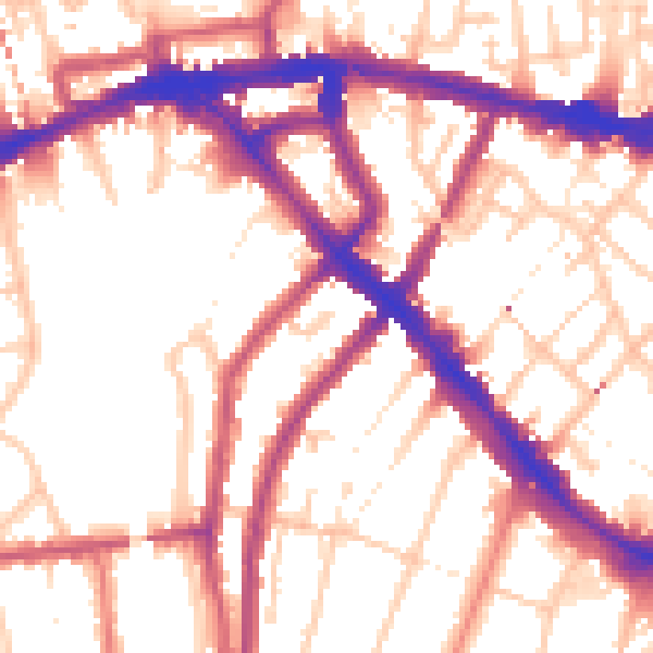 Daytime road noise heatmap for SE14 6PA