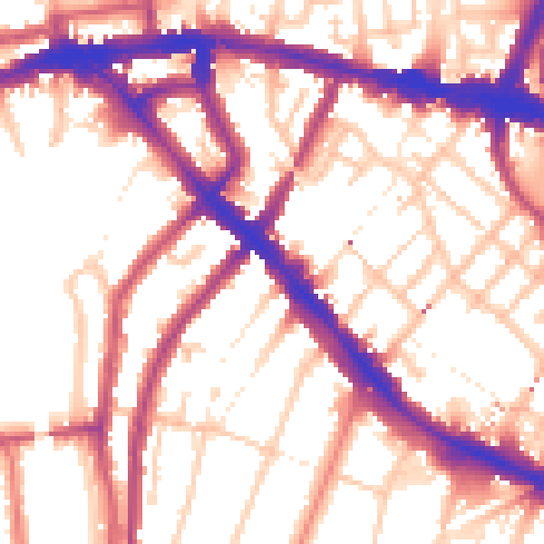 Daytime road noise heatmap for SE14 6PD