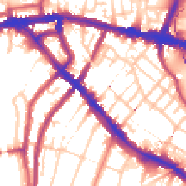 Daytime road noise heatmap for SE14 6QP