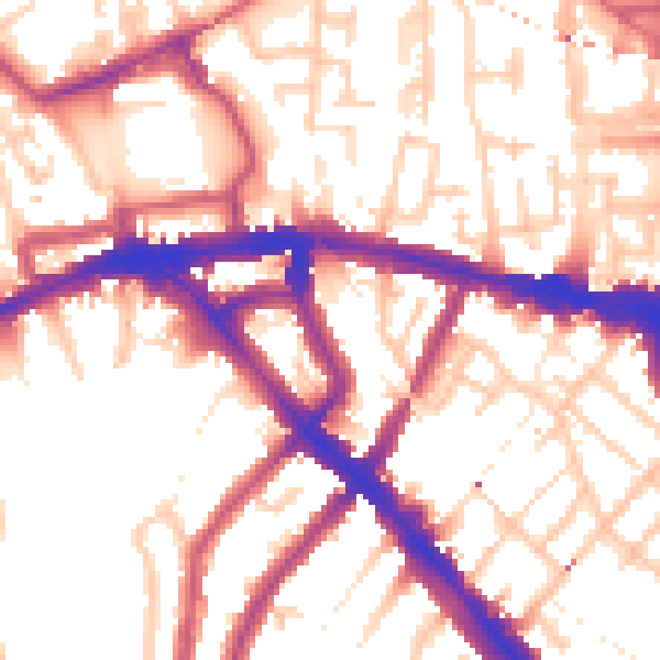 Daytime road noise heatmap for SE14 6QQ