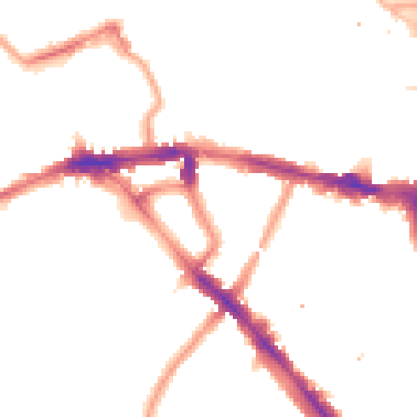 Night-time road noise heatmap for SE14 6QQ