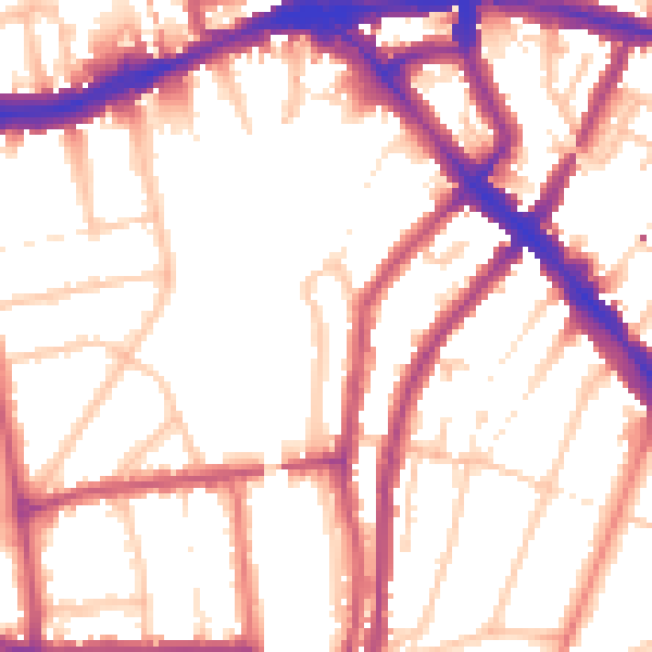 Daytime road noise heatmap for SE14 6RW