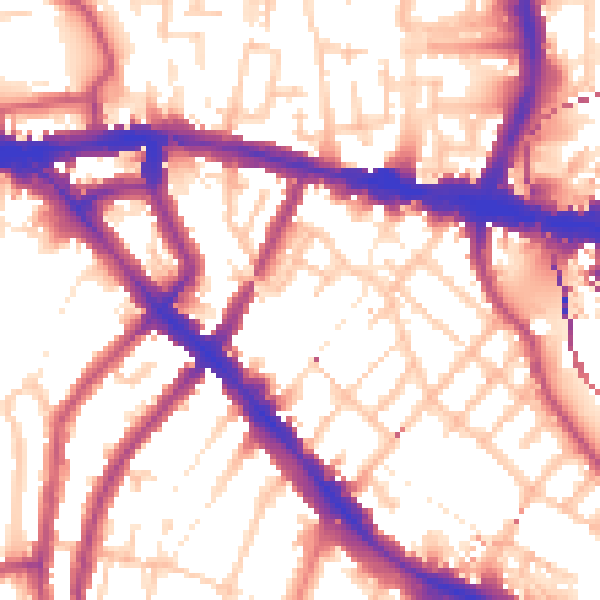 Daytime road noise heatmap for SE14 6TT