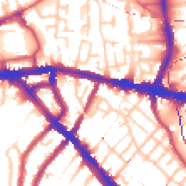 Daytime road noise heatmap for SE14 6TW