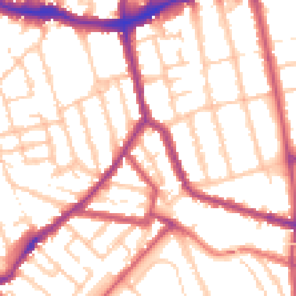 Daytime road noise heatmap for SE15 2JF
