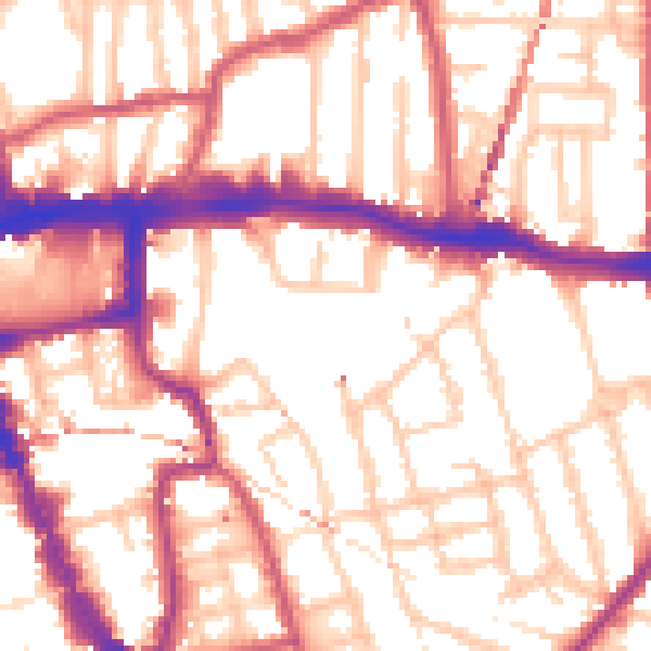 Daytime road noise heatmap for SE15 2TP