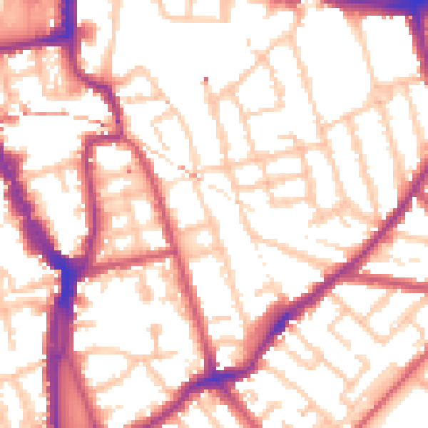 Daytime road noise heatmap for SE15 3RR