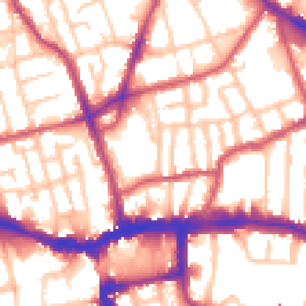 Daytime road noise heatmap for SE15 5UG