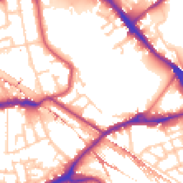 Daytime road noise heatmap for SE16 2DW