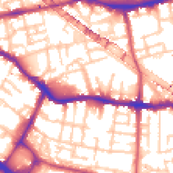 Daytime road noise heatmap for SE16 3SS