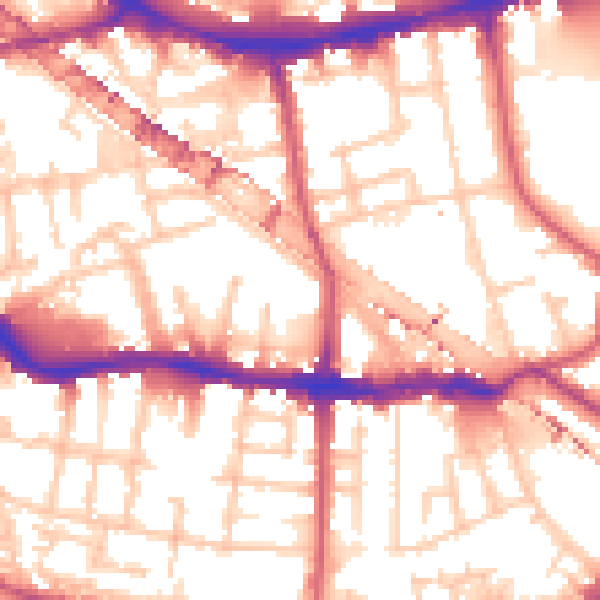 Daytime road noise heatmap for SE16 3UD