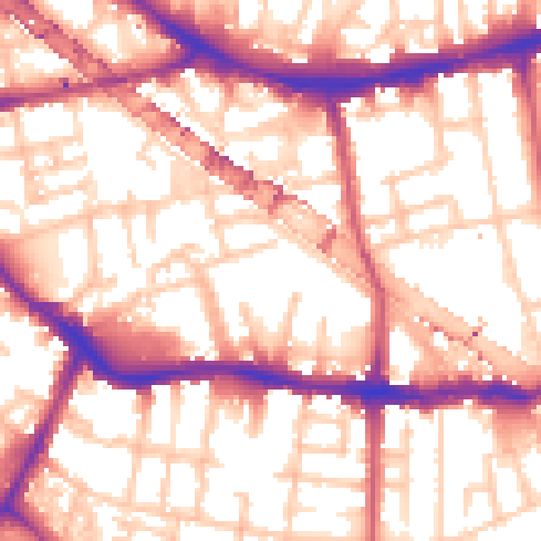 Daytime road noise heatmap for SE16 3UH