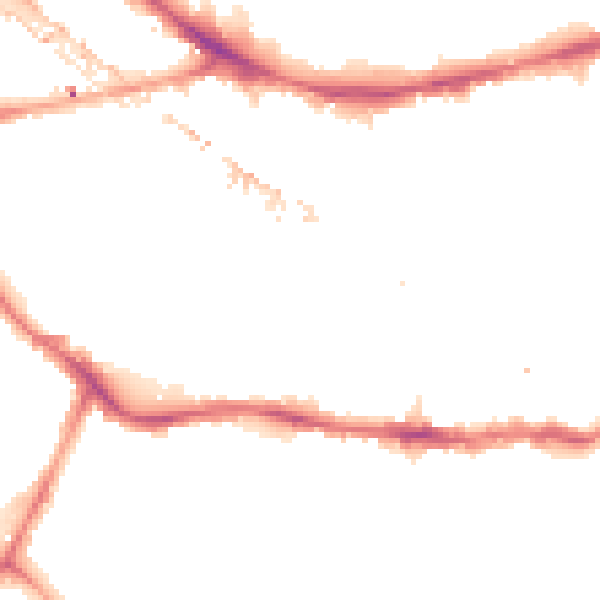 Night-time road noise heatmap for SE16 3UH