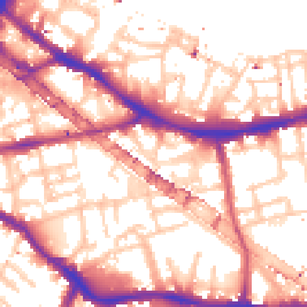 Daytime road noise heatmap for SE16 4RJ