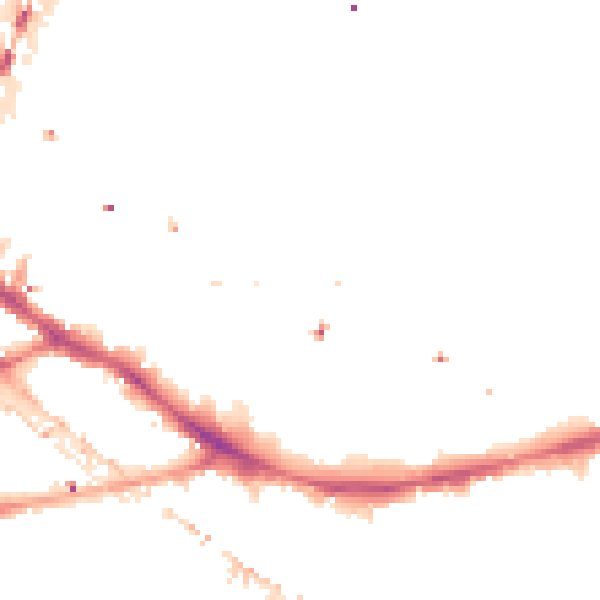 Night-time road noise heatmap for SE16 4UB