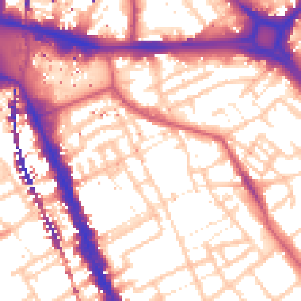 Daytime road noise heatmap for SE17 1BS