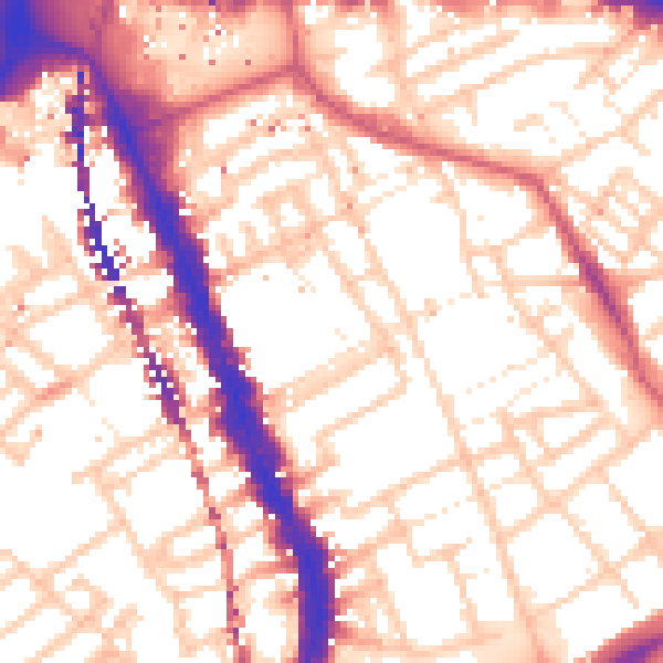 Daytime road noise heatmap for SE17 1DJ