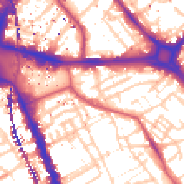 Daytime road noise heatmap for SE17 1PG
