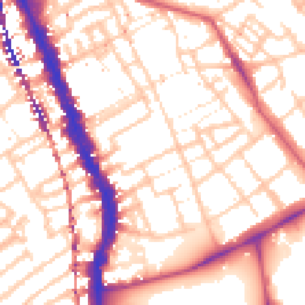 Daytime road noise heatmap for SE17 2HW