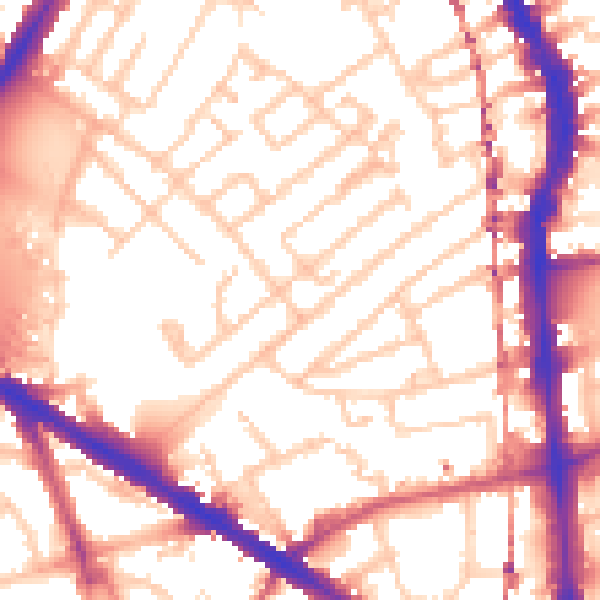 Daytime road noise heatmap for SE17 3JJ