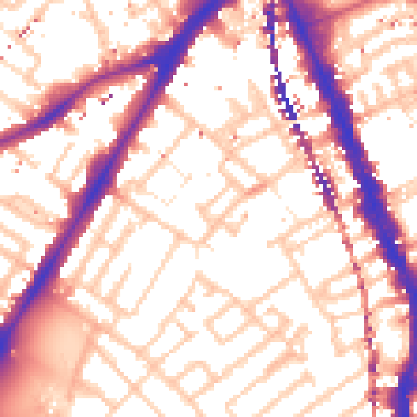 Daytime road noise heatmap for SE17 3QG