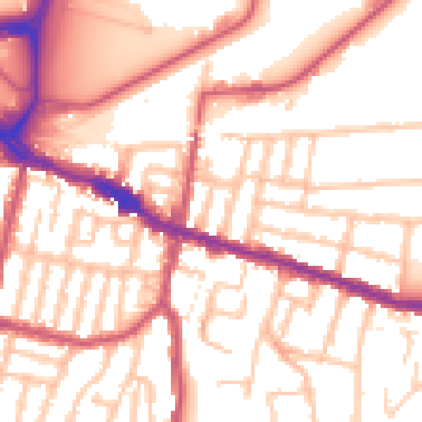 Daytime road noise heatmap for SE18 1DJ