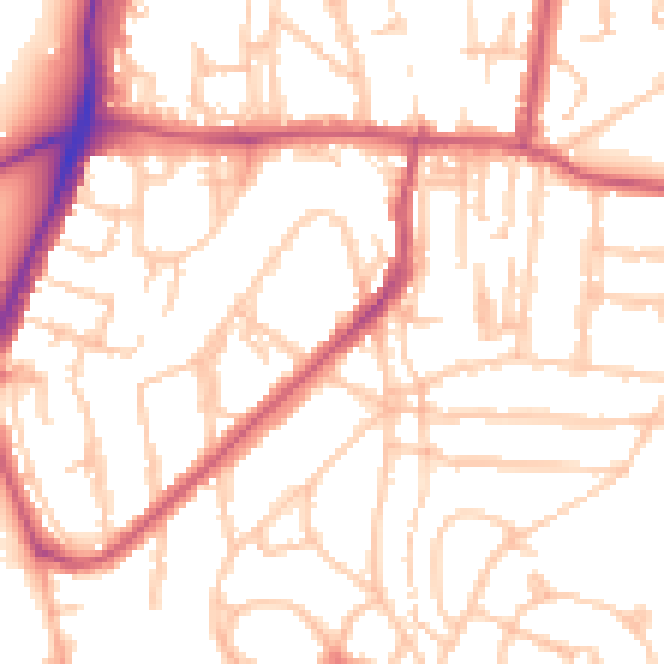 Daytime road noise heatmap for SE18 3PP