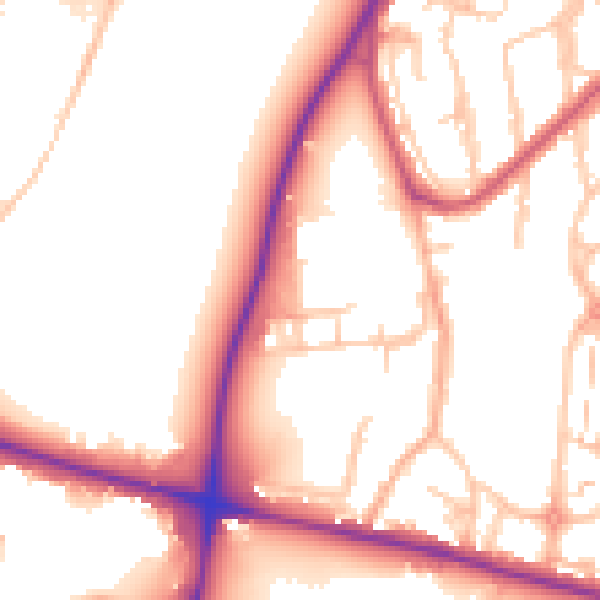 Daytime road noise heatmap for SE18 4AU