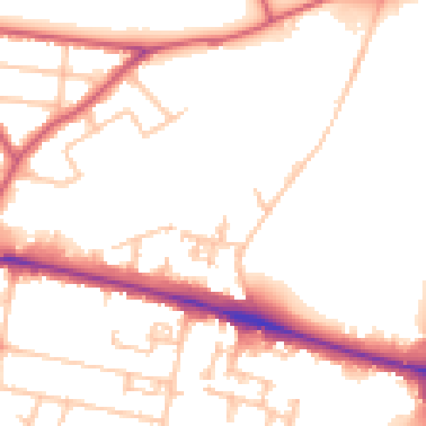 Daytime road noise heatmap for SE18 4PU