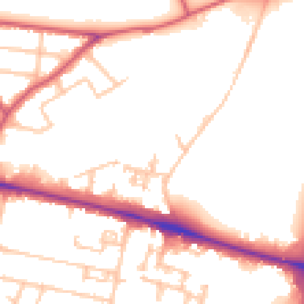 Daytime road noise heatmap for SE18 4PW