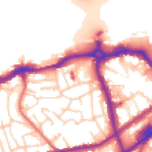Daytime road noise heatmap for SE18 5AW