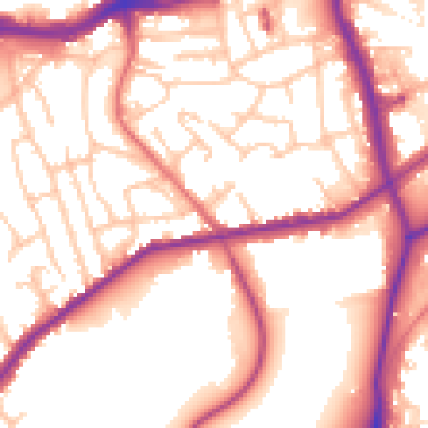 Daytime road noise heatmap for SE18 5EF