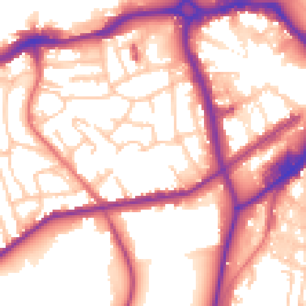 Daytime road noise heatmap for SE18 5TX