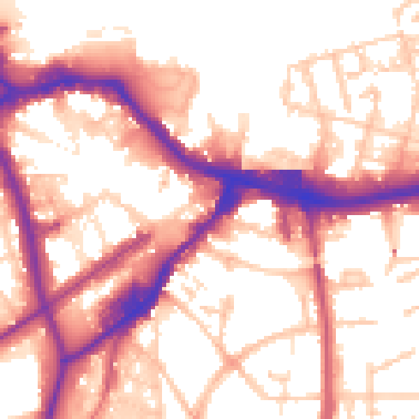 Daytime road noise heatmap for SE18 6BA