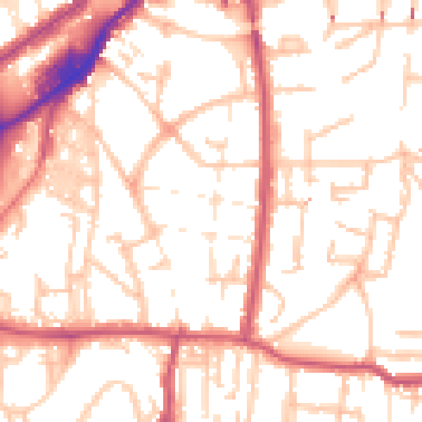 Daytime road noise heatmap for SE18 7AW