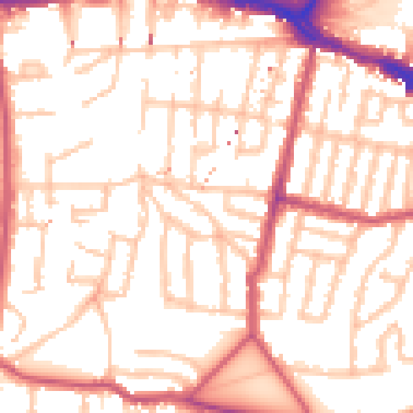 Daytime road noise heatmap for SE18 7TL