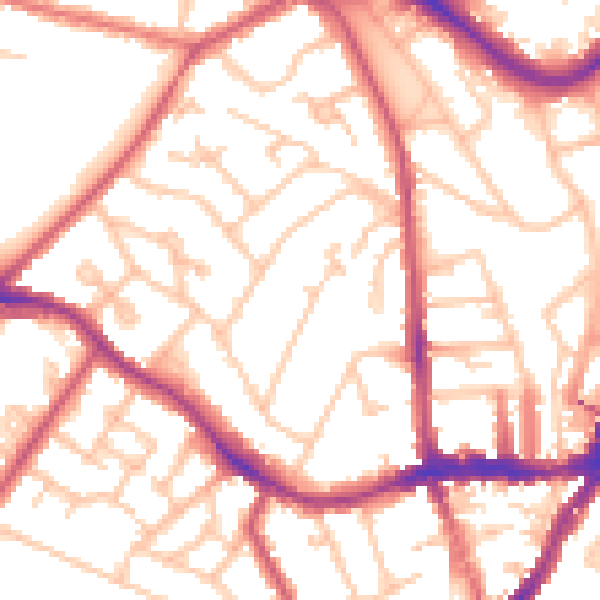 Daytime road noise heatmap for SE19 1AF