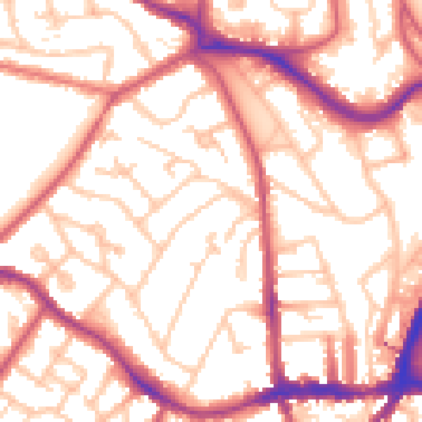 Daytime road noise heatmap for SE19 1AJ