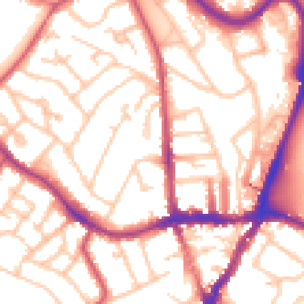 Daytime road noise heatmap for SE19 1DR