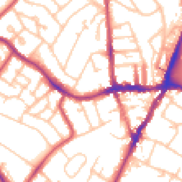 Daytime road noise heatmap for SE19 1EH