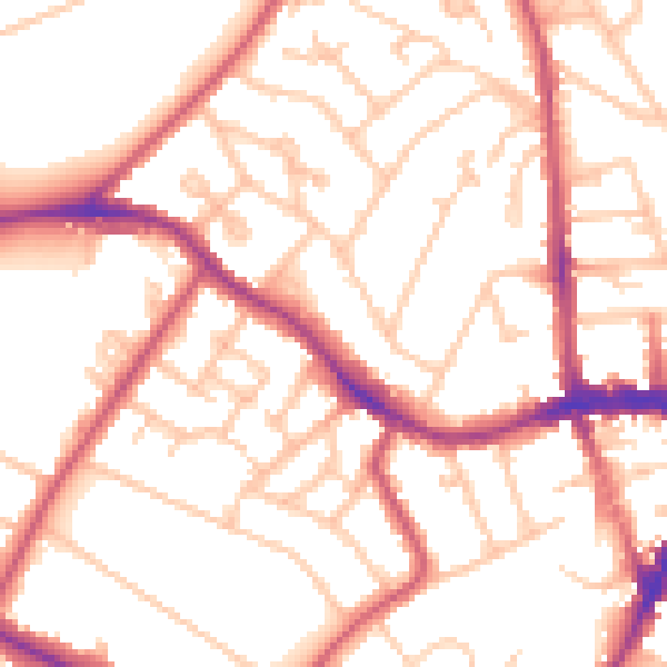 Daytime road noise heatmap for SE19 1EL